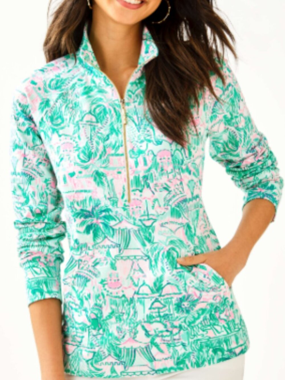 Lilly Pulitzer Skipper Popover Pullover "Colorful Camelflage" L